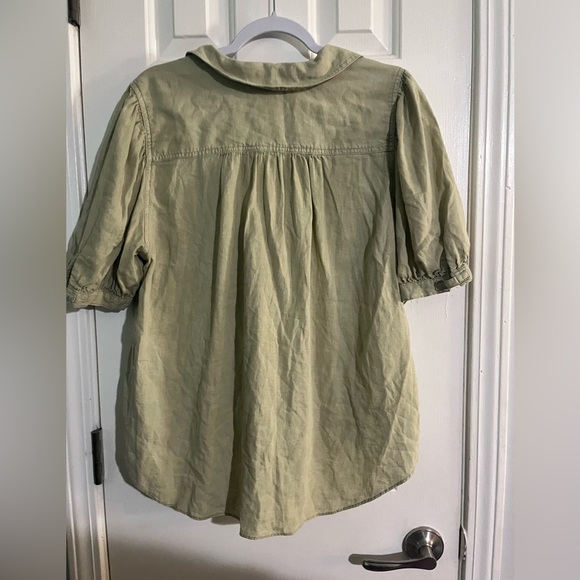 Free People Green Safari Babe Button-Down Top Size large - Picture 6 of 7
